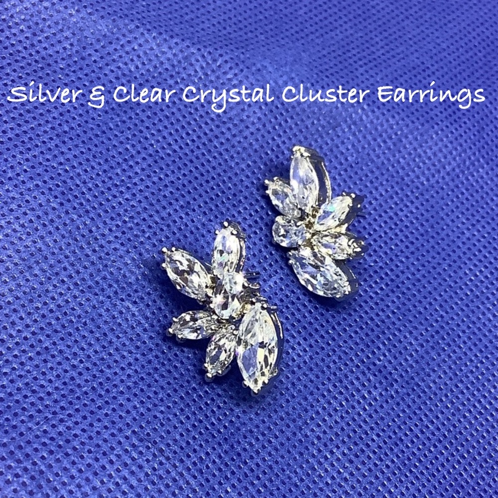 🆕Silver & Clear Crystal Cluster Earrings